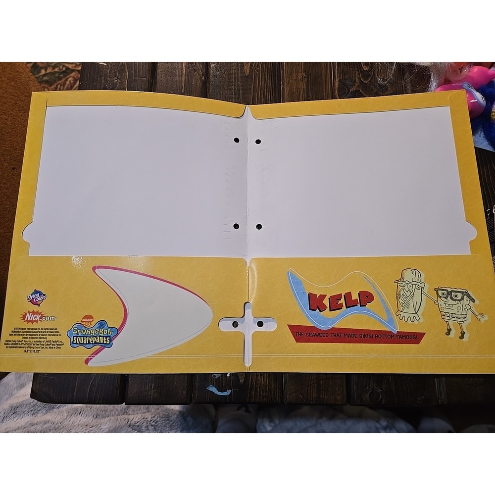 VTG 2004 SPONGEBOB SQUAREPANTS 2 POCKET FOLDER NICKELODEON DEE-LICIOUS KELP - Picture 3 of 3